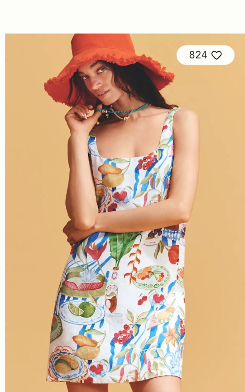 Anthropologie Farm Rio Fresh Table Linen Sleeveless Scoop-Neck Mini Dress Xs